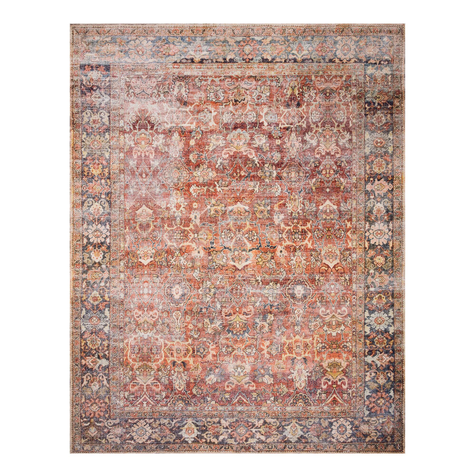 Rust Distressed Persian Style Layla Area Rug - Polyester - 8' x 10' by World Market