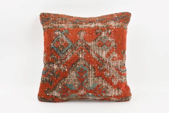 Vintage Kilim Pillow, 20x20 Bohemian Lumbar, Ethnic Decorative Throw Stripe Sham Cover, Sofa Rug