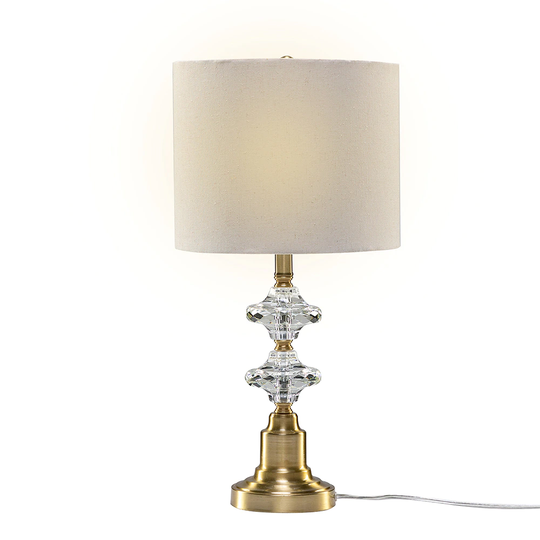 Topcraft 22 Inch Modern LED Table Lamp with Linen Blend Shade and Crystal Decorations | TOPC113746304