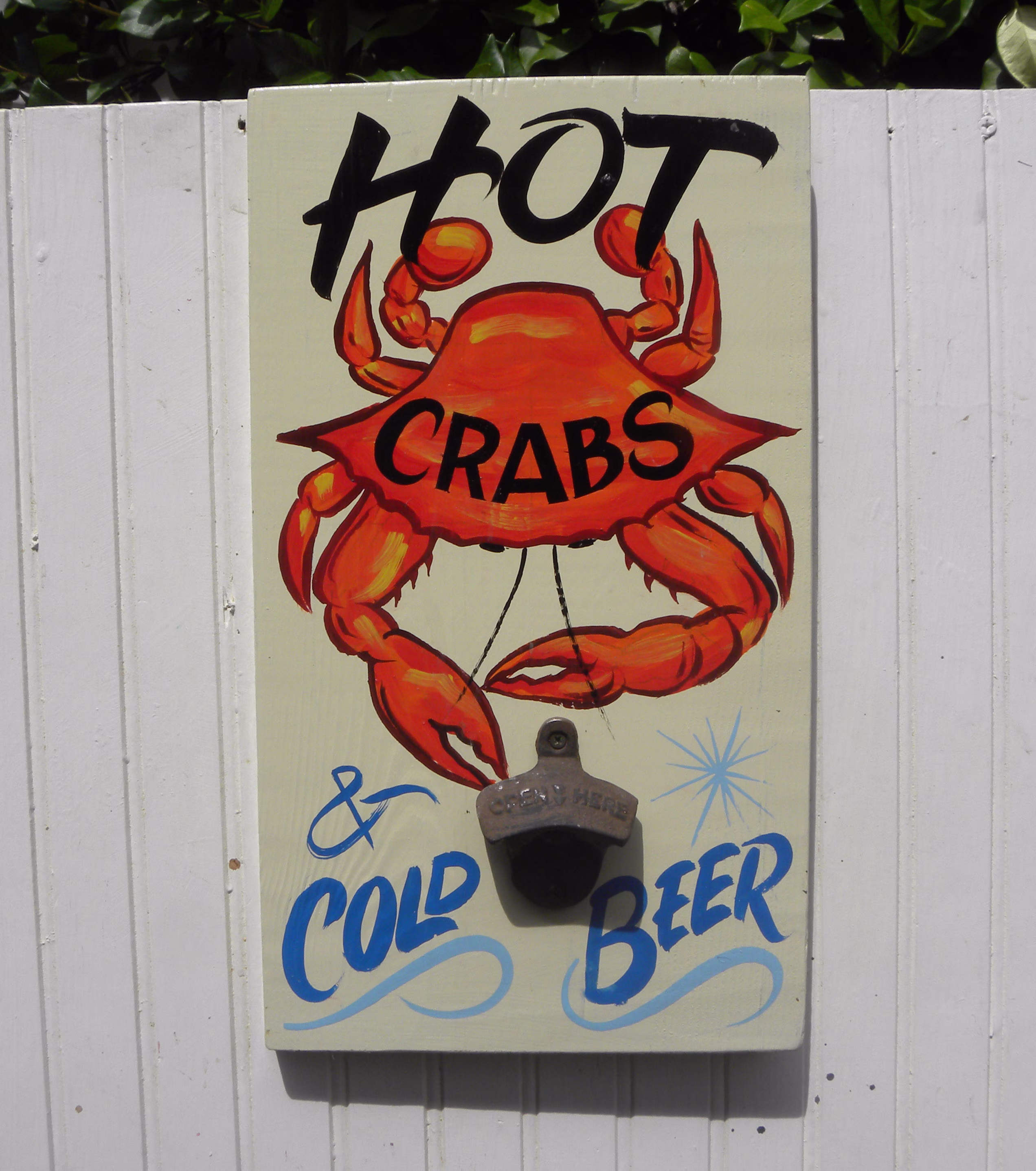 Hot Crabs Sign, Original Hand Painted Lettering. Decor Piece, Front Porch, Beach House, Nautical, Photo Prop
