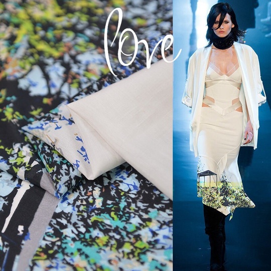 Pure Mulberry Silk Cotton Blended Fabric, Garden Abstract Flowers Plants Designer Chinese Han Fu Dress By The Meter, A168