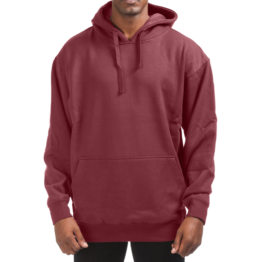 Men's Cotton-Blend Fleece Pullover Hoodie with Pocket (Big & Tall Sizes Available) - Burgundy, Medium - medium red