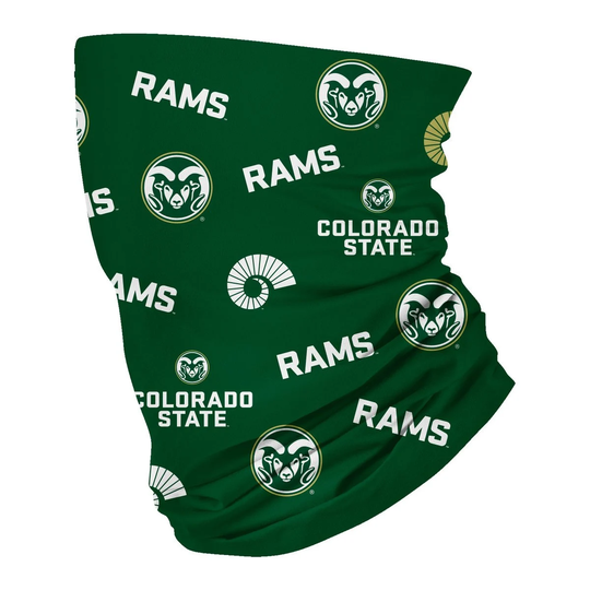 Colorado State Rams Csu Vive La Fete All Over Logo Game Day Collegiate Face Cover Soft 4-Way Stretch Neck Gaiter