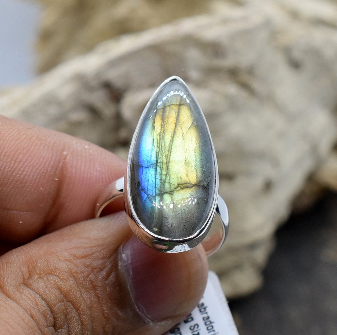 Labradorite Ring 8 Us 925 Silver | Handmade Ring, Bezel Birthstone Cabochon Dainty Gift Da18