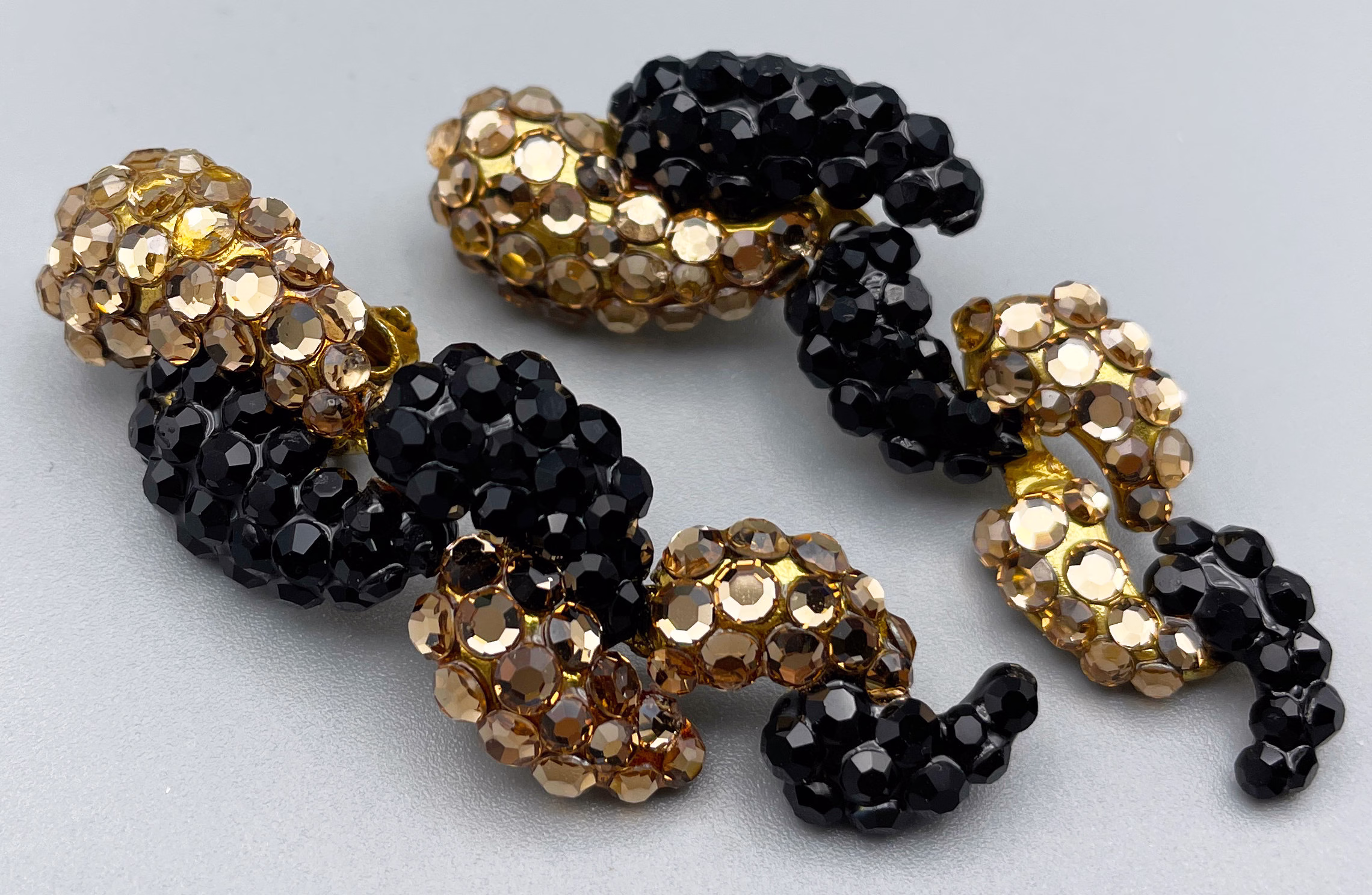 Sparkling Vintage Bellini Clip On Statement Earrings Bellini By Formart Signed Runway Couture