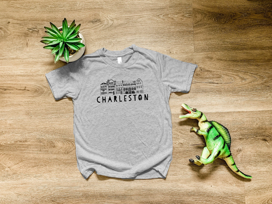 Charleston Rainbow Row | Sc, Kids Tri-Blend T-Shirt, Boy's Tee, Comfortable Funny Gift, Shirts With Sayings, Royal Blue Or Heather Gray