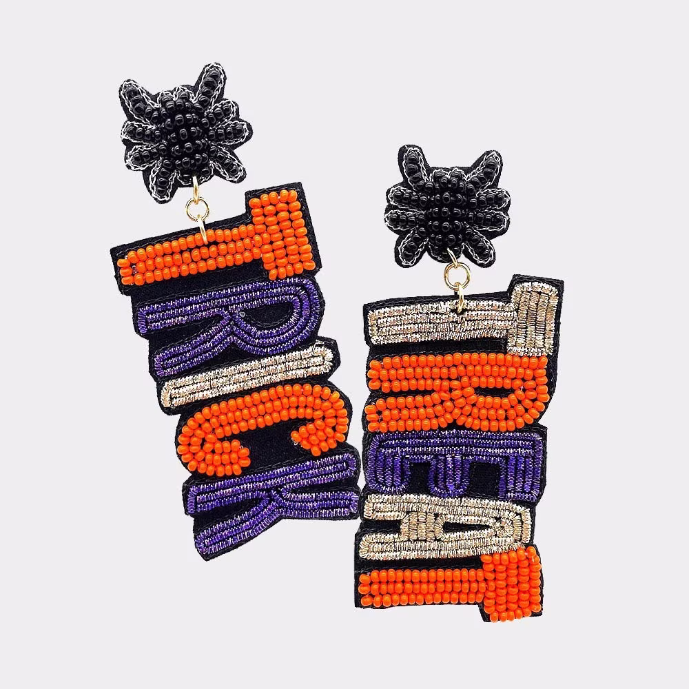 Beaded Trick Or Treat Earrings, Halloween Holiday Gift For Her, Beaded Earrings