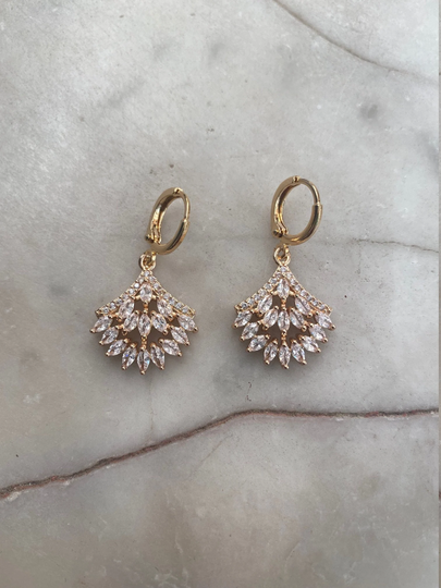 Crystal Fan Huggie Hoop Earrings