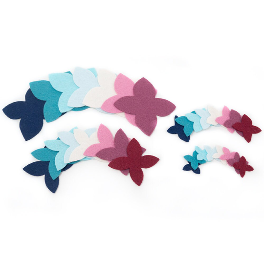 64 Bella Wool Blend Felt Die Cut Applique Flowers - Ombre Colors