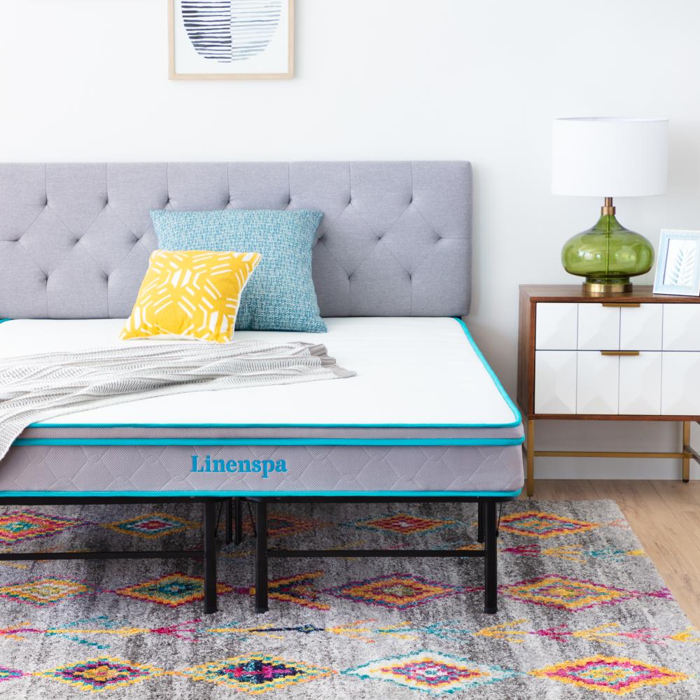 Linenspa Essentials 8 inch Hybrid Mattress with Platform Frame Full in Gray | LSES08FFGFSP14SP