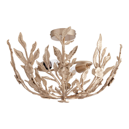 Gold Floral Jane Semi Flush Mount Ceiling Light: Metallic - Metal by World Market