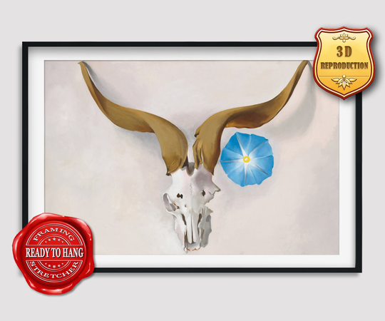 Georgia O'keeffe Ram's Head Blue Morning Glory Giclee Print Reproduction Painting Large Size Canvas Paper Wall Art Poster Ready To Hang