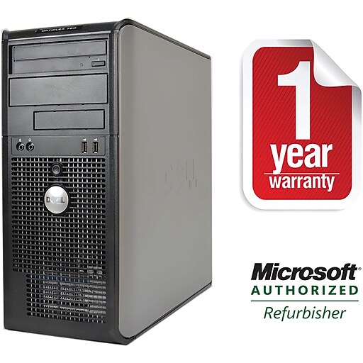 Dell 760 Refurbished Tower Computer Intel C2Q-2.4Ghz, 4GB Memory, 1TB Hard Drive DVDRW Win 7 Pro 64bit