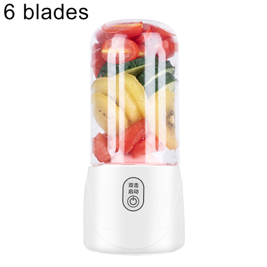 4 6 Blade 400ml Rechargeable Portable Electric Juicer Bottle Fruit Blender Mixer - white