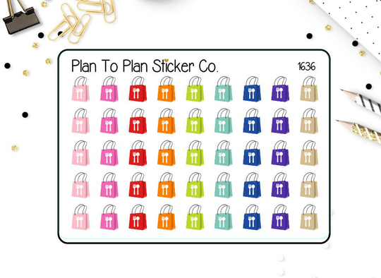 1636~~Take Out/Delivery Bag Planner Stickers