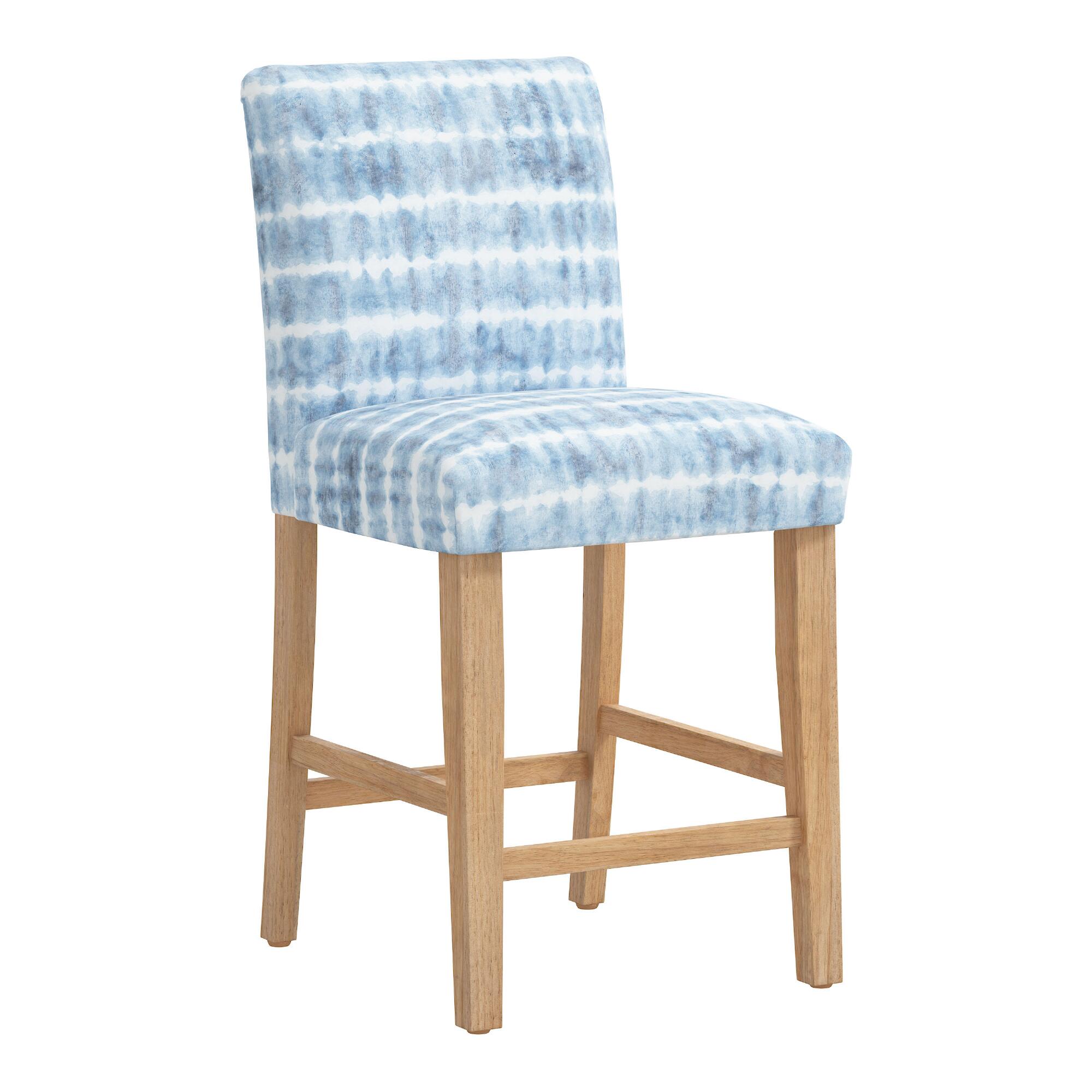 Print Kerri Upholstered Counter Stool: Blue/Multi by World Market