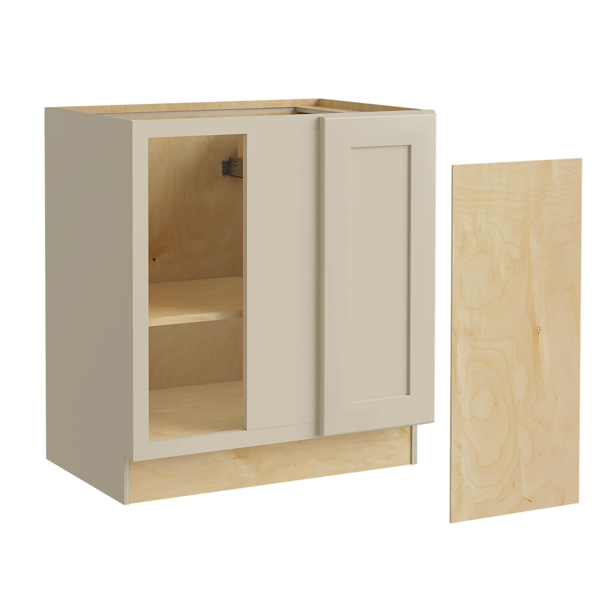Luxxe Cabinetry 30-in W x 34.5-in H x 24-in D Norfolk Blended Cream Painted Blind Corner Base Fully Assembled Semi-custom Cabinet in Off-White