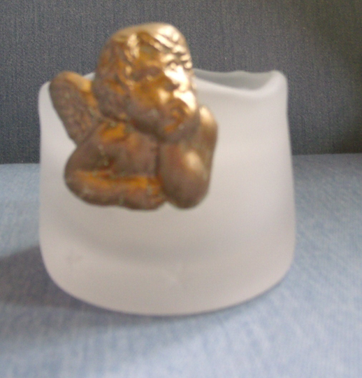 Angel Candle Holder in Frosted Glass