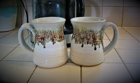 A Pair | 2 Of Mugs in Our Espresso Mint Glaze With Free Shipping