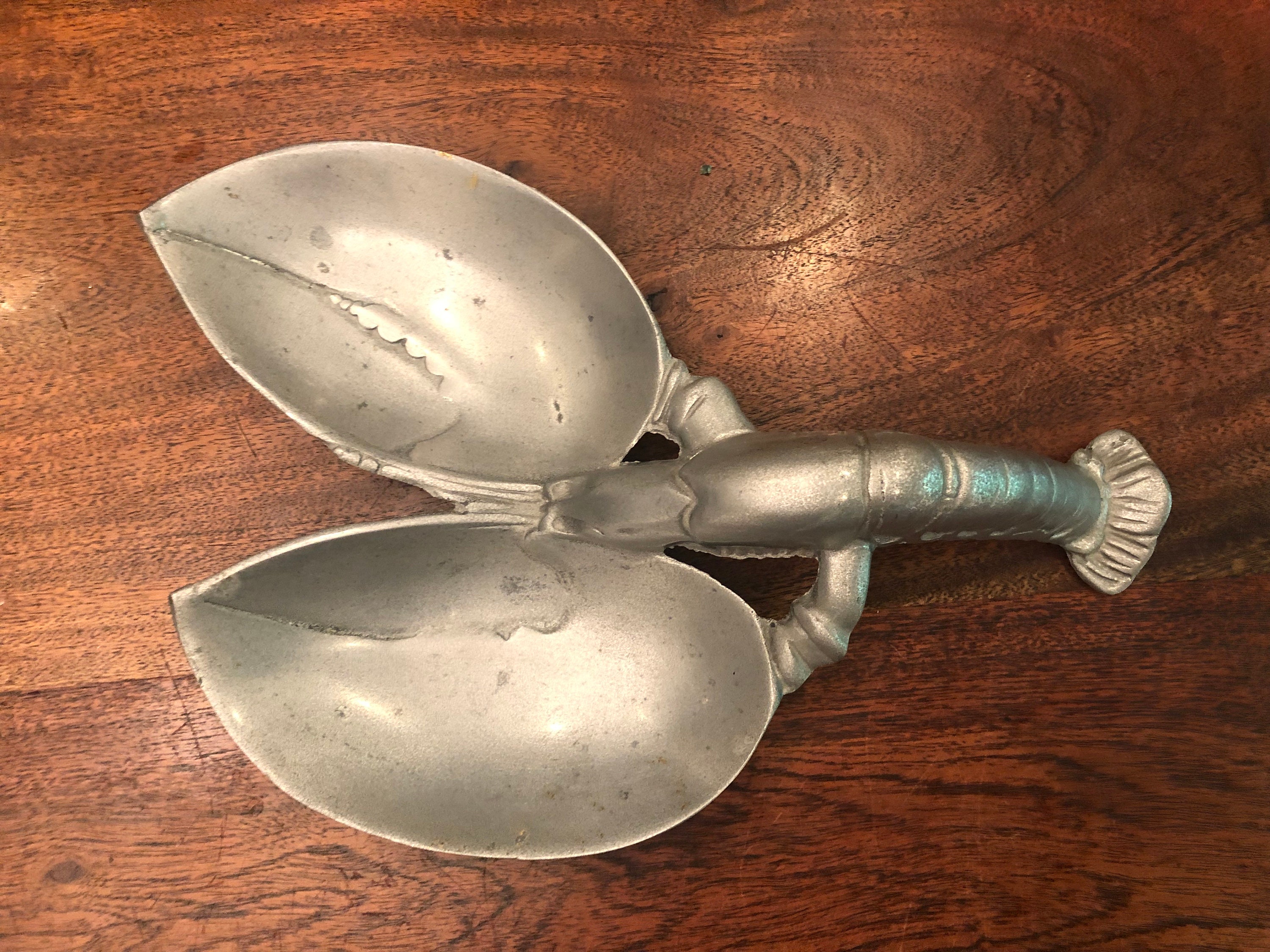 Vintage Metal Lobster Divided Serving Bowl - Seafood Dish Shrimp & Cocktail Sauce Deco