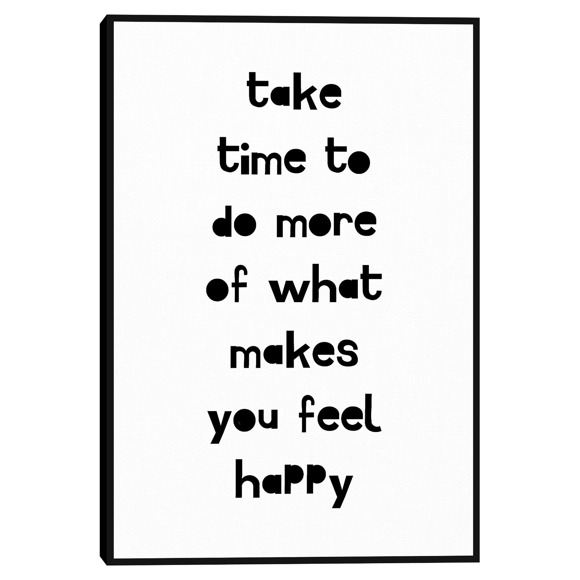 Feel Happy By Clara Wells Framed Canvas Wall Art: Black/White by World Market