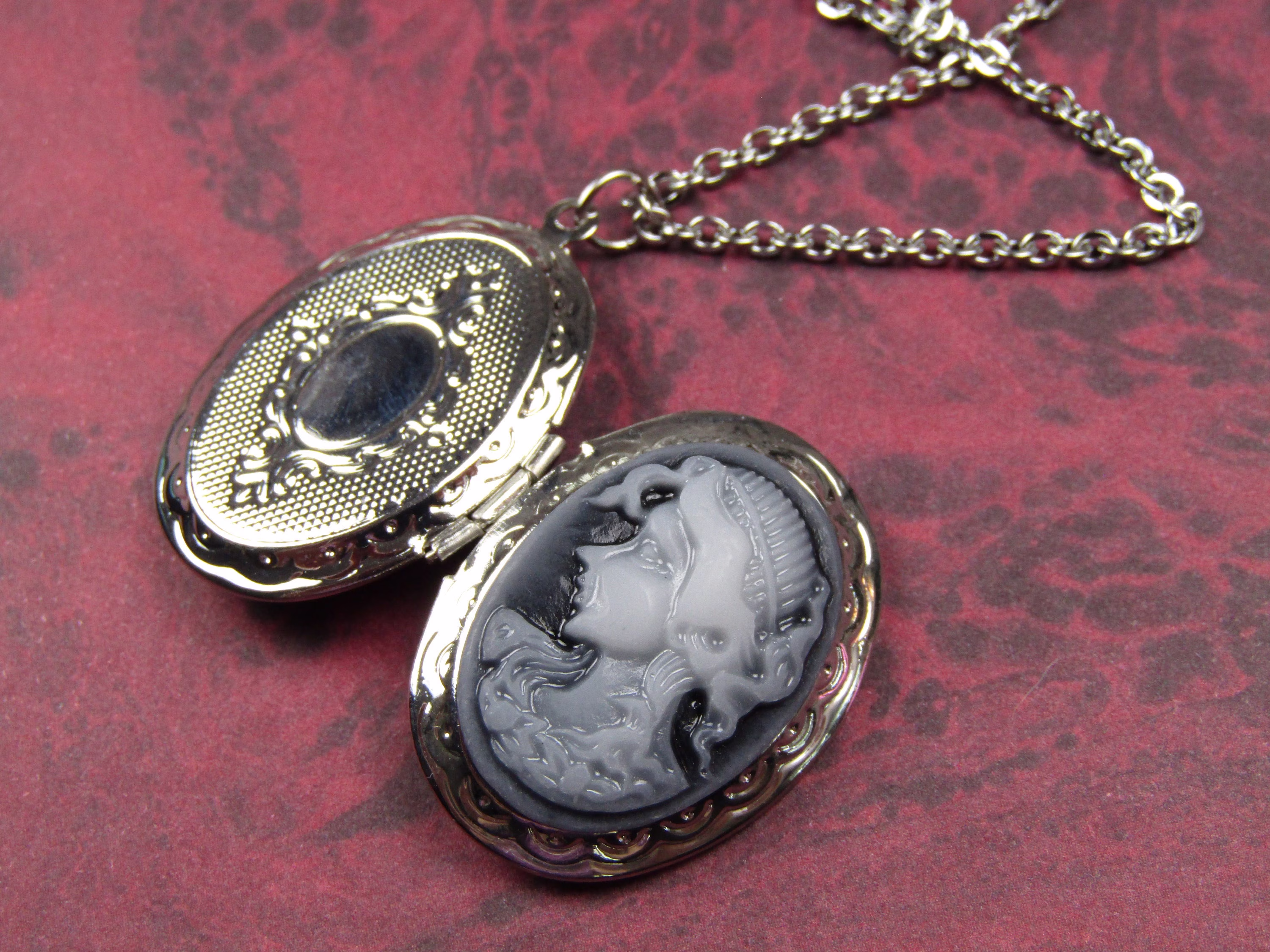 Vintage Style Photo Locket Necklace Stainless Steel Chain Cottage Core Fairycore Fairygrunge Victorian Retro Aestetic