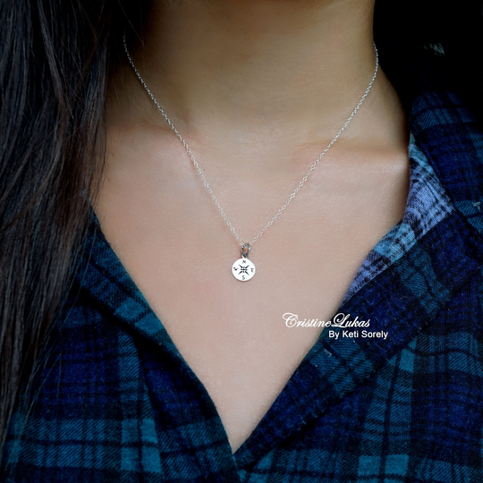 sterling Silver Mini Compass Necklace, Traveler's Pendant, Explorer's Charm, New Direction, Graduation Gift For Woman