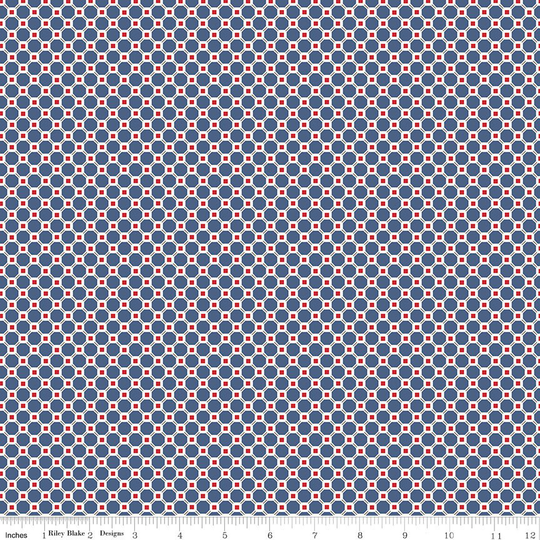Kitchen Tile - Cook Book Fabric Collection By Lori Holt For Riley Blake Designs C11764 Denim 1/2 Yard