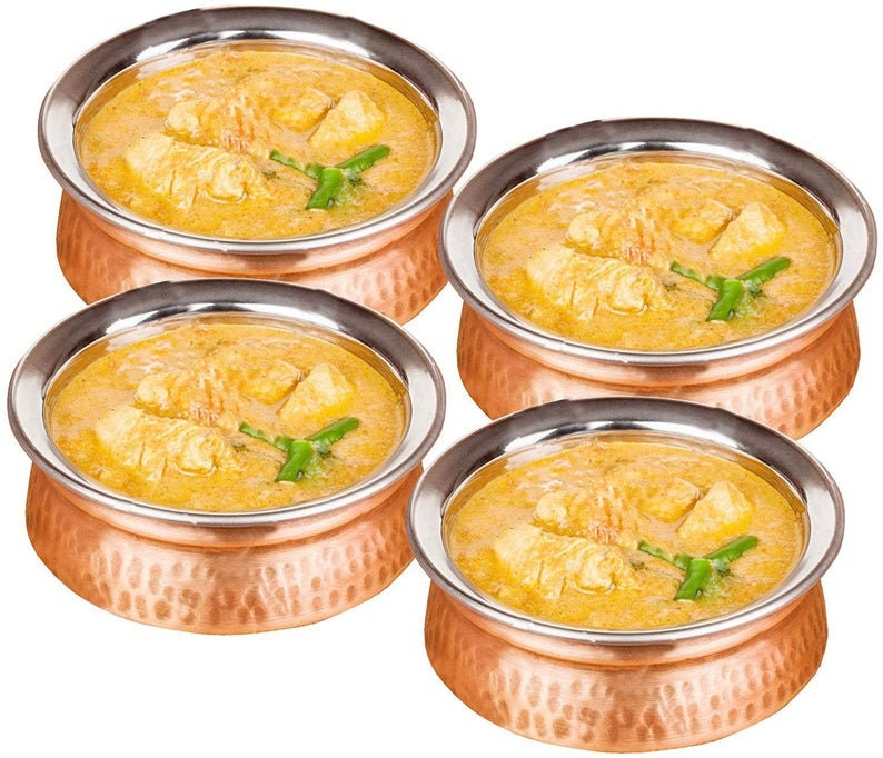 100% Pure Copper Steel Bowl 6 Inches Dinnerware Set Pot Dinner Set With Ayurveda Health Benfits