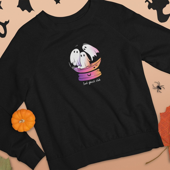 Sad Ghost Club Unisex Heavy Blend Crewneck Sweatshirt, Ghost Snow Globe, Halloween Women's Sweatshirt