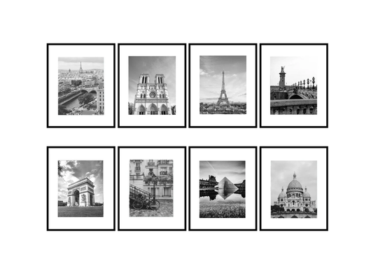 Zestaw 8 Plakatów, Galeria Paryż Galeria, Czarno Białe Plakaty, Biała Galeria Fotografii, Zdjęcia, Francja