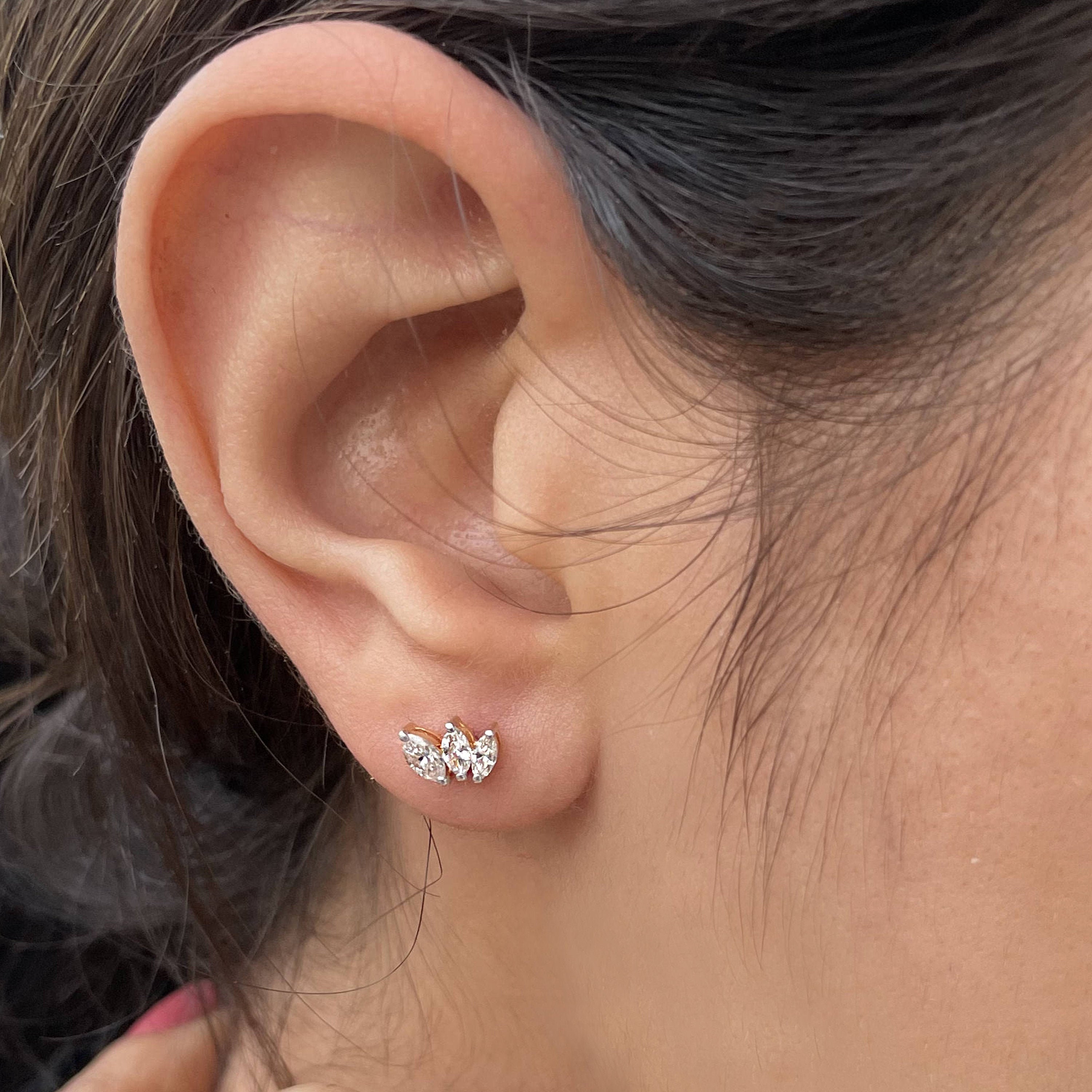 Marquise Diamond Earring, 1/2 Ct Stud Earrings, Leaf Earrings For Women