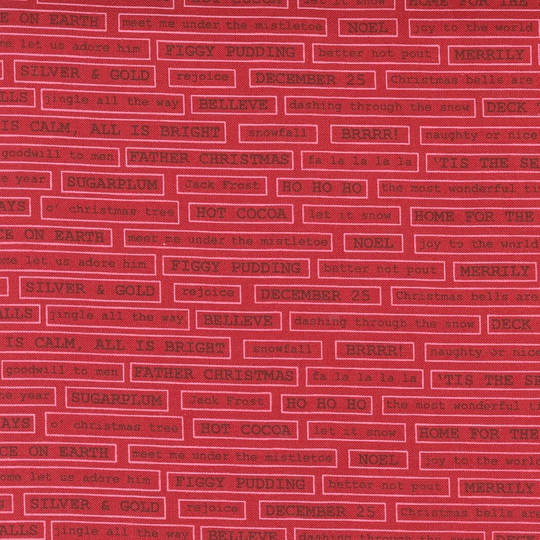 Christmas Morning, Fa La Blender Tonal Text, 5145.16, Color Cranberry, By Lella Boutique, | 1/2 Yard Continuous Cuts