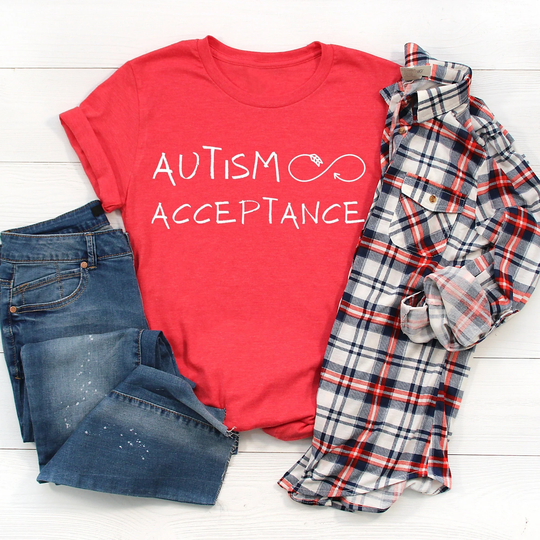 Red Instead Autism Shirt, Acceptance T-Shirt, in April We Wear Light It Up Awareness