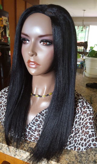 16" Natural Yaki Blended Hair U Part Wig/ Hair - Side Part