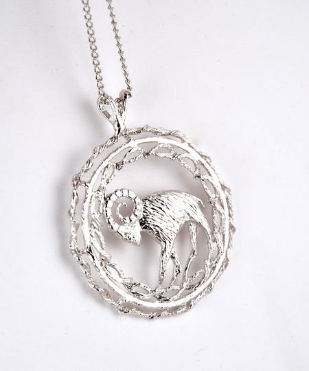Aries Horoscope Vintage Necklace The Ram 1970's Large Pendant