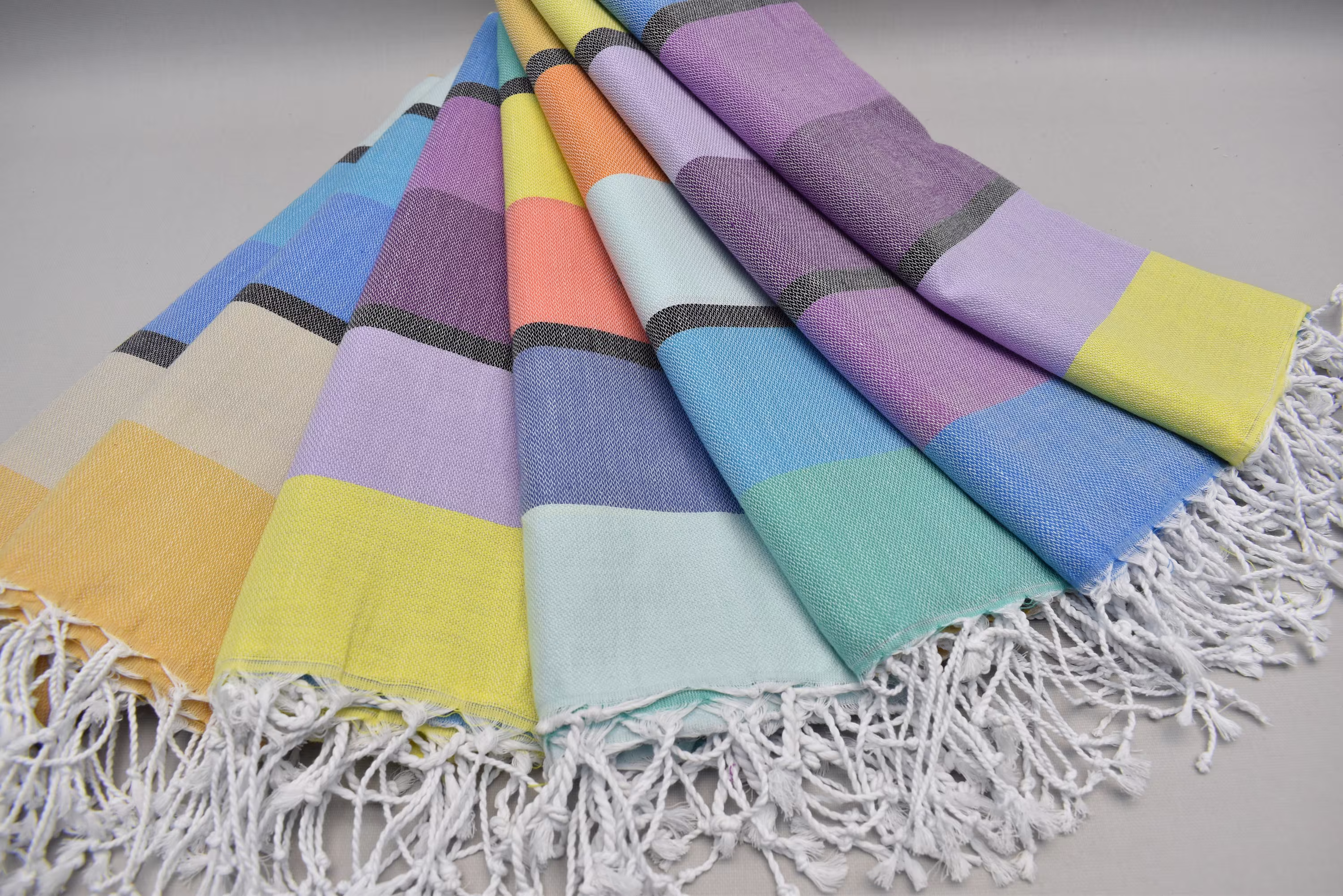 Turkish Towel, Peshtemal, Gift For Her, Multicolored Pool Bath Beach Towel 40 X 75 Inch Multicolor-Set2