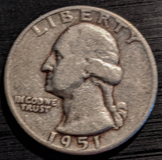 1951-P Solid Grade Silver Washington Quarter Piece Antique Authentic Vintage U.s. Coin 1.00 Shipping