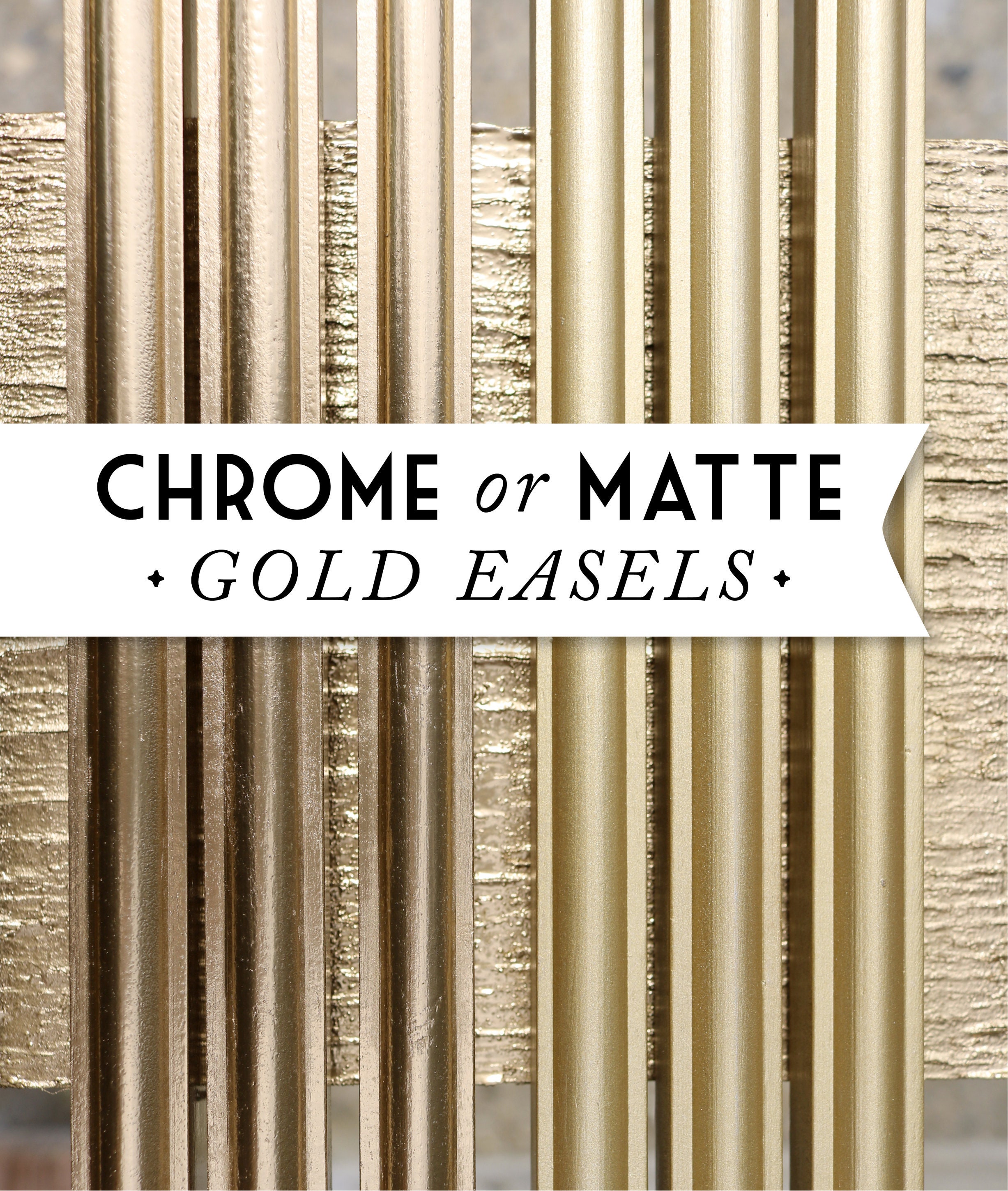 Chrome Gold Easel . Large Metallic Wood Wedding Floor Stand Display Lightweight Signs Up To 30 X 40In Foam Board Canvas & Acrylic