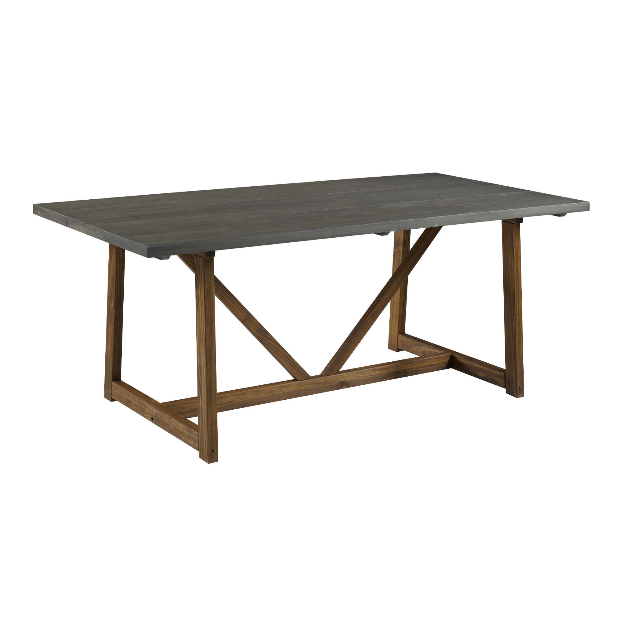 Distressed Pine Wood Haight Dining Table: Gray - Medium by World Market