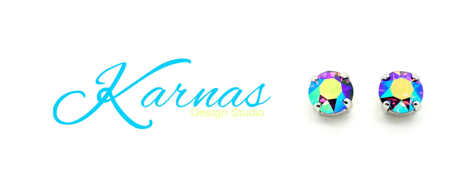 Amethyst Ab 8mm Crystal Stud Or Post Earrings Made With K.d.s. Premium Pick Your Finish Karnas Design Studio Free Shipping