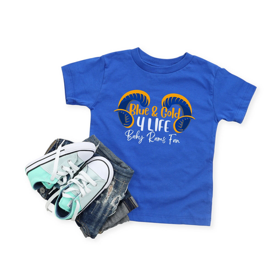 Blue & Gold Football Toddler Shirt, Fan 4 Life Toddler Tshirt - Baby Tee Add A Name Number To Back