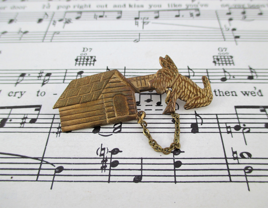 Vintage Terrier Dog & Doghouse Pin