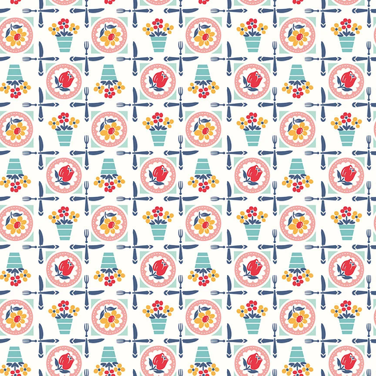 Cook Book Luncheon Fabric Yardage | Designed By Lori Holt For Riley Blake C11755-Coral