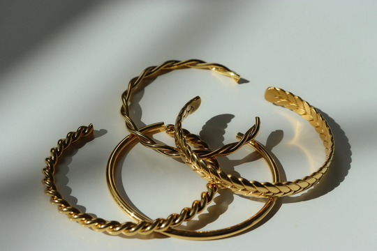 18K Gold Filled Cuff Bracelet Stainless Steel Adjustable Open Bangle Waterproof Jewelry Women Men Gift
