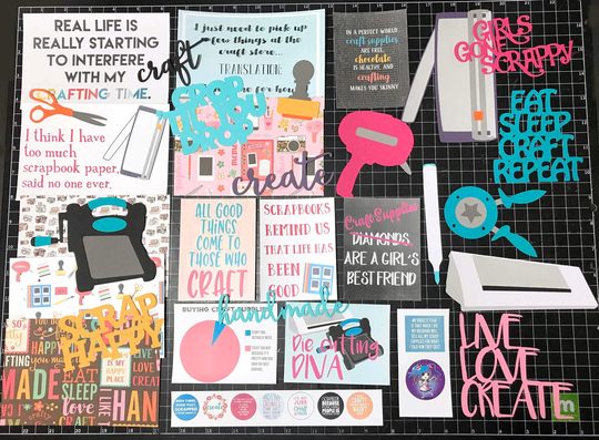 Crafting Scrapbook Kit. I'd Rather Be Crafting. Scrapbooking Paper, Die Cuts, Paper, Kit, Project Life Scrapbook Crop