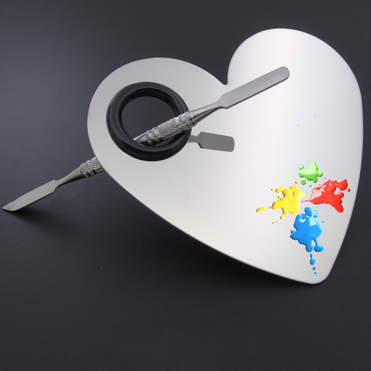 Makeup Stainless Steel Heart-shaped Palette Cosmetics Nail Art Paint with Stick