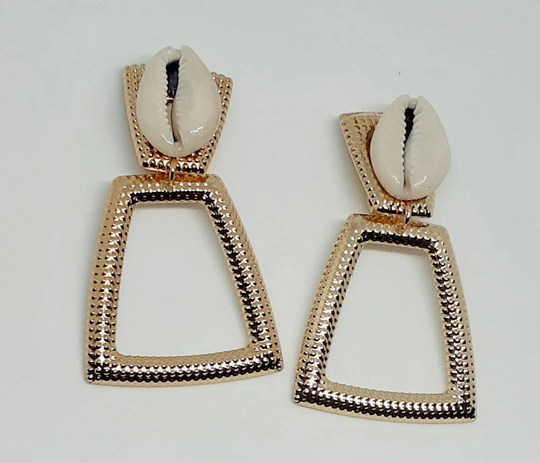 Handmade Gold Metal Dangle Clip On Earrings