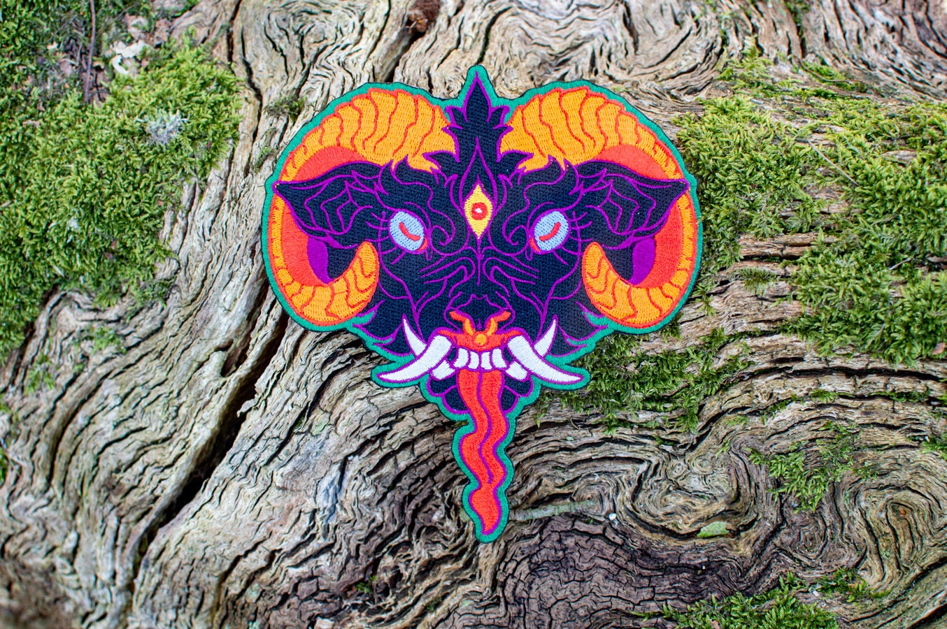 Black Phillip Iron On Embroidered Patch Goat Ram Occult