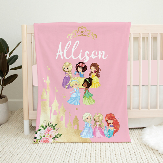 Personalized Princess Baby Blanket, Name Blanket Daughter Girl Christmas Gift For